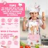 R HORSE Kid Apron and Chef Hat Set - 2Pcs Plaid Floral Adjustable Children Kitchen Toddler Apron for Girls, Role Play Chef Toy Cooking Baking Painting and Training Kit Kid Funny Cooking Birthday Gift view 3