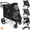 MY DUQUE - Pet Stroller Champ - XL Large Dog Buggy, Petbuggy, Spacious, Travel Pet Pushchair, Pet Pram, Cat, Dog, Folding, incl. Raincover, Cupholder, Inner Storage, Max Load 50kg/110lb, Color Black view 1