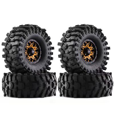 1.9 inch 1/10 RC Crawler tires 4 Pcs 118mm Replica Aluminum Wheel Rim Universal Fits most 1/10 RC Crawler cars such as SCX10 Triple TRX4 90046%t028, etc. (Gold)