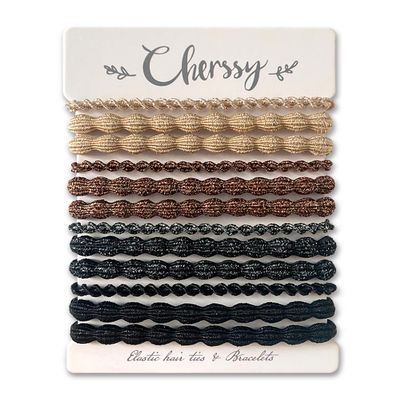 Pea Hair Tie Bracelets for Women, 12pcs Glitter Hair Elastics Rubber Bands, Decorative Ponytail Holders for Thick & Thin Hair