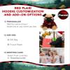 DolliBu Super Soft Pug Dog Stuffed Animal with Plaid Red Hoodie Sweater and Personalization - Pug Dog Plush Lumberjack Stuffed Toy with Plaid Jacket Dress Up for Christmas, Holiday, Winter - 8 Inches view 2