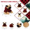 DolliBu Super Soft Pug Dog Stuffed Animal with Plaid Red Hoodie Sweater and Personalization - Pug Dog Plush Lumberjack Stuffed Toy with Plaid Jacket Dress Up for Christmas, Holiday, Winter - 8 Inches view 3