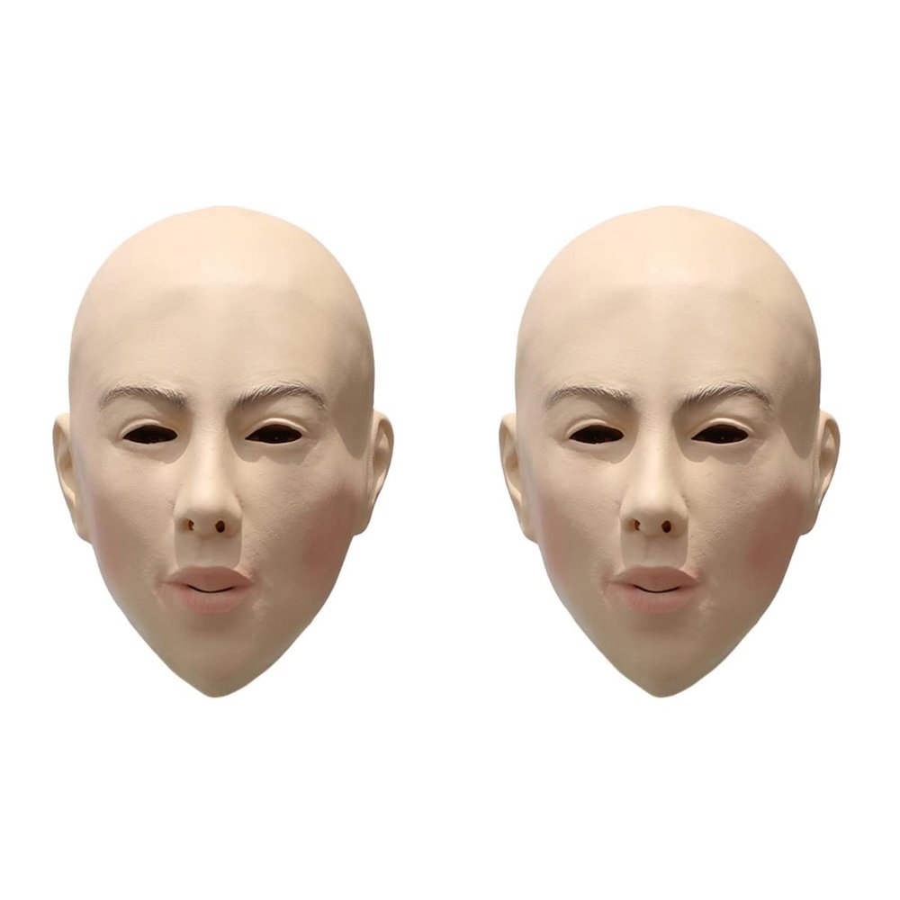 2pcs Mask Cosplay Halloween Favors Halloween Latex Female Mask Trick or Treat Mask Party Costume Latex Mask Halloween Mask Masquerade Mask Bald Latex Mask Headgear Make up/1718