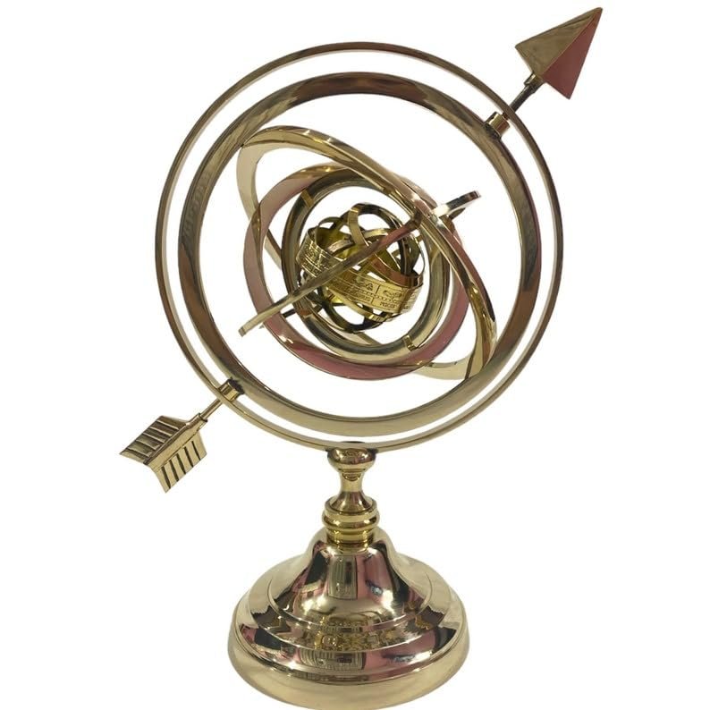Brass Armillary Sphere Globe with Arrow, Nautical Maritime Astrolabe Globe, Home & Office Table Dcor