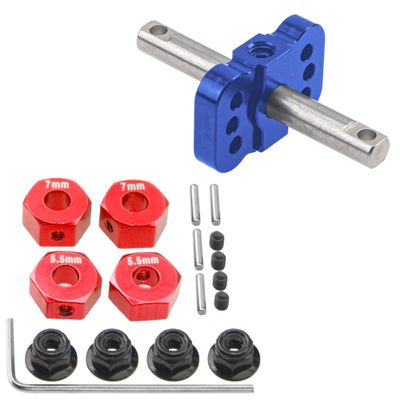 Aluminum 12mm Hex Wheel Hubs Hex Adapter & Flanged Lock Nuts & RC Differential Locker Spool Diff. Case Mount