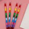 12 Colors Stackable Puzzle Crayon Pens Total Length 10'' Kids Students Coloring Set for Home Party view 4