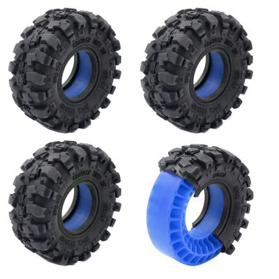 HOPLEX Super Large Soft 1.0 Inch Tire 57 * 25mm Muddy Swamp Tire with Blue Silicone Rubber Inserts for TRX4M SCX24 1/18 1/24 RC Crawler Car Upgrade