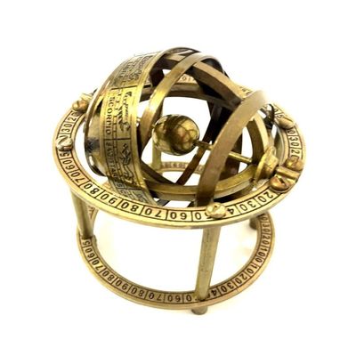 Brass Engraved Armillary Sphere Astrolabe Maritime Collectible Globe