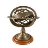 Brass Celestial Globe Armillary Sphere on Wooden Base, Maritime Nautical Table Decor view 1