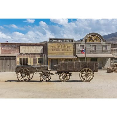 Vintage Western General Store Banner 118.1x98.4Inch Fabric Western Cowboy Party Decorations Banner Cowboy Cowgirl Photos Backdrop Wild West Banner Old Wagon Photos West Scenery Banner