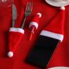 10pcs Tableware Holder Christmas Santa Hats Fork Tableware Holder Dinner Table Decorations Kitchen Accessories view 3