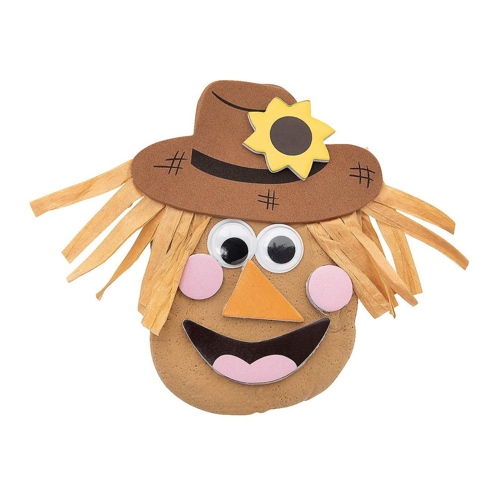 Fun Express 4 3/4" x 4" Air Dry Clay Harvest Scarecrow Craft Kit - Makes 12
