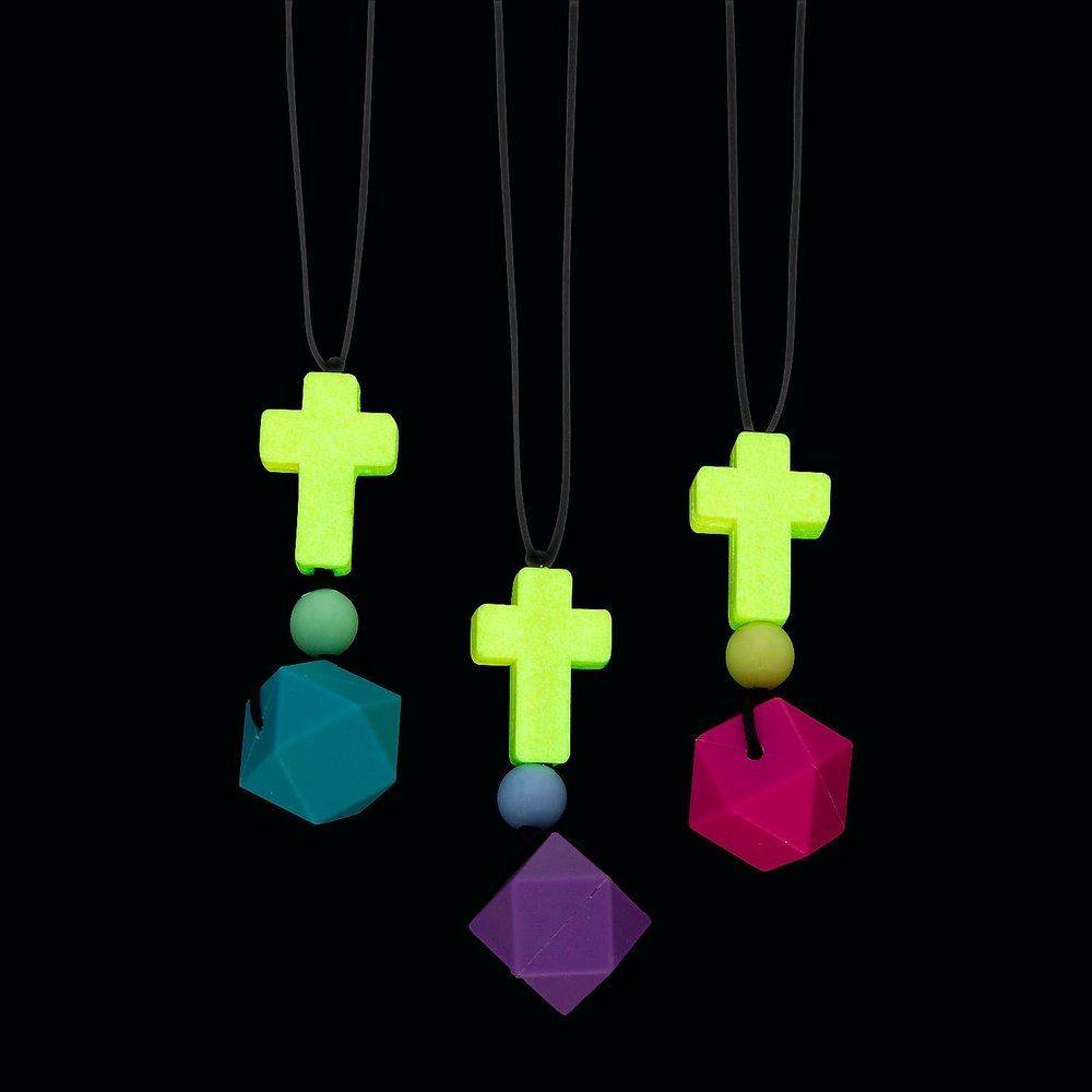 Fun Express Glow-in-the-Dark Religious Be the Light Sensory Necklaces - 12 Piece