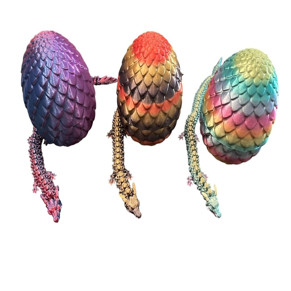 3D Printed Dragon in Eggs 12in Articulated Dragon Crystal Dragon Fidget Toy with Dragon Eggs Flexible Executive Desk Toys Home Office Decor