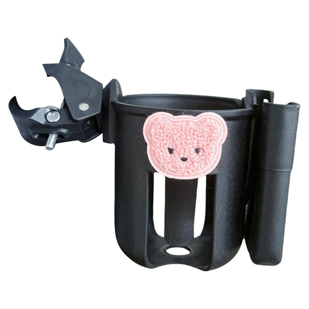 360 Degree Rotating Pushchair Water Cup Holder with Phone Holder Bottle Holders Bear Pattern Wheelchair Drinks Bracket