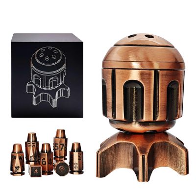 Roulette Dice Spinner for DND Dice Set, 7 Metallic Polyhedral D&D Dice with Gift Case for DND Game, RPG Role Playing Table Game Gifts (Copper)