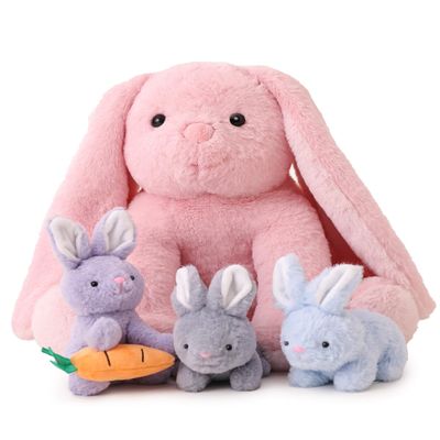 5 Pieces Rabbit Stuffed Animals for Girls,1 Mommy Rabbit with 4 Babies,Plush Bunny Stuffed Toy Gifts for Kids Children 3 4 5 6 7 8 9 Years,Soft Stuffed Bunny for Christmas,Birthday,Party Decorations
