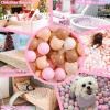 GOGOSO Bear Ball Pit Balls Shapes BPA Free Plastic Play Balls Crush Proof Kids Toddlers Baby Pastel Pelotas Toy Shaped Giant Friendship Bracelet, 2.15inch 100pcs, Coffee Pink view 2