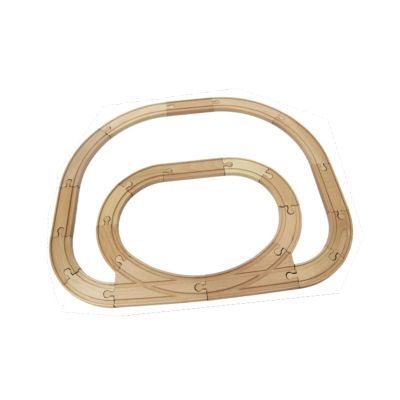 Wooden Train Track Railway Construction Set Track Expansion Building Kit Party Favors Railway Accessories for Preschool, Inner and Outer Ring