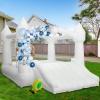 AKSPORT Inflatable Bounce House,White Castle Bounce House for Kids 3-6 Indoor & Outdoor Inflatable Bouncer House with Slide & Air Blower & Balloons for Kids Birthday Party,Wedding Party view 1
