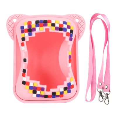 GOTOTOP Protective Silicone Cover Case with Lanyard, Eye Catching Electronic Pets Travel Storage Bag for BITZEE Interactive Toy Digital Pet (Pink)