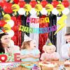 23Pcs Cartoon Ball Birthday Decorations, Red Black White 3.3x8.2ft Tinsel Foil Fringe Curtains Banners and Cute Balloons for Anime Pika Theme Birthday Party Decorations Boys and Girls Party Supplies view 2