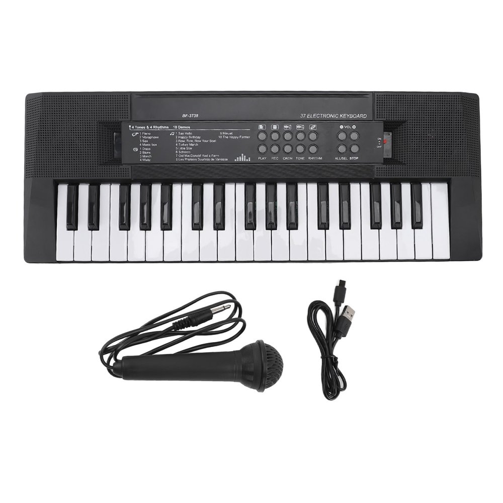 37 Key Piano Keyboard, Kids Beginner Electronic Piano with Microphone, Music Toy for 3-5 Year Old Boys Girls, USB Powered, Portable and Lightweight