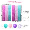 22Pcs Cute Dollhouse Party Decorations, Purple Pink 3.3x8.2ft Tinsel Foil Fringe Curtains Banners and Multicolour Balloons for Cartoon Theme Birthday Decorations Boys and Girls Party Supplies view 3