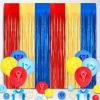 24Pcs Cartoon Hedgeho Birthday Party Decorations, Red Blue Yellow 3.3x8.2ft Tinsel Foil Fringe Curtains Banner and Balloons for Anime Theme Birthday Decorations Boys and Girls Party Supplies view 1