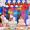 23Pcs Anime Spider Birthday Decorations, Red Black Blue 3.3x8.2ft Tinsel Foil Fringe Curtains Banners and Cobweb Balloons for Spider Theme Birthday Party Decorations Boys and Girls Party Supplies view 2