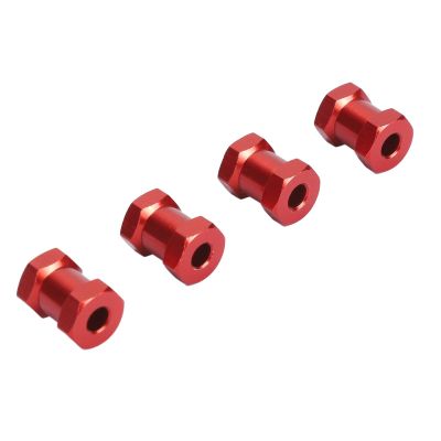 Alomejor 4Pcs RC Wheel Hex Spacers Stable Lightweight Easy Installation Improve Stability for 12mm RC Vehicles (Red)