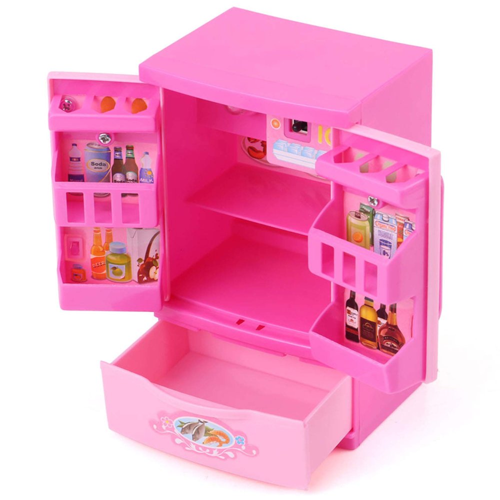 SPYMINNPOO Mini Refrigerator Toy, Bright Vivid Colors ABS Plastic Light Turns On, Toy for Kids, Children Role Play