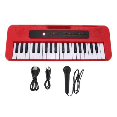 37 Keys Keyboard Piano, Kids Keyboards Piano with Microphone, for Boys Girls, 4 Tones, 4 Rhythms, 10 Demo Songs, Recording, USB, Headphone Jack, Educational Toys 3+