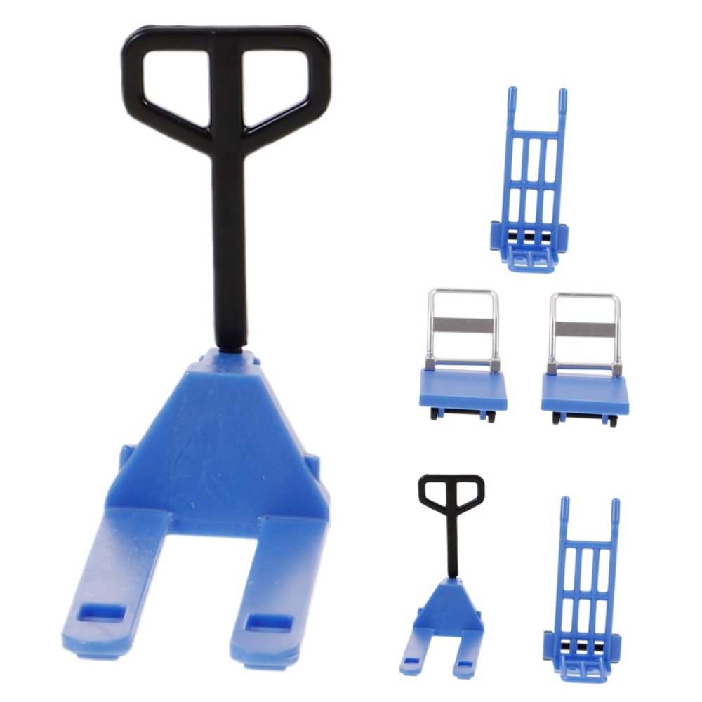 PHENOFICE 2sets Miniature Forklift and Platform Cart Dollhouse Construction Tool Models for Layouts Realistic Moving Tool Toys