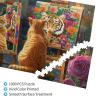 1000 Piece Jigsaw Puzzles for Adults Funny Cat Tiger Painting Rose Art Gift view 2