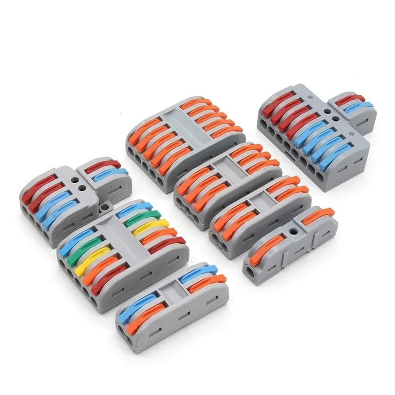 POWTAXBJGD Quick Wire Connectors Compact Splicing Wiring Cable Connection 0.08-4.0mm2 Push-in Conductor Terminal(PCT3-3,50pcs)