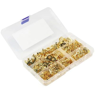 POWTAXBJGD M3~M10 Boxed Round Terminal Block O-Type Lugs Cold-Pressed Cable Connector Copper Tab Wiring Nose Combination Set DIY(450PCS,3 Boxes)