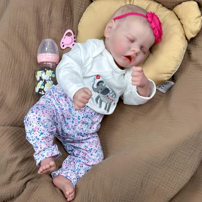 18 inch Reborn Vinyl Doll Reborn Baby Dolls Silicone Full Body Lifelike Reborn Baby Dolls Beautiful and Realistic Collectibles (A)