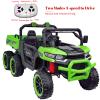 24V 2 Seater Ride On Dump Truck 6 Wheels with Electric Dump Bed, Electric UTV with Remote Control, Shovel, Pull Bow, Music Player for Girls or Boys or Girls-Green view 3