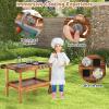 HOMGX Mud Kitchen with Wheels, Wooden Outdoor Play Kitchen with Sink, Faucet, Storage Space, Stove, Backyard Pretend Kitchen Play Set for 3+ Years Kids, Gift for Boys and Girls view 3