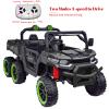 24V 2 Seater 4WD Powered Ride On Dump Truck with Electric Dump Bed, Electric UTV with Remote Control, Shovel, Pull Bow, Music Player for Girls or Boys or Girls-Black view 2