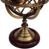 Antique Brass 11" Armillary Sphere Globe Astrolabe Zodiac Engraved Celestial Globe Wooden Base view 3