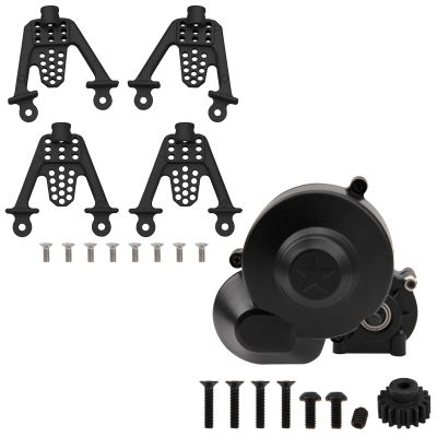 Aluminum Alloy Front Rear Shock Tower Bracket Mount Damper Hoops & Plastic Complete Transmission Box,Center Gearbox Gear Box with Gear Assembled