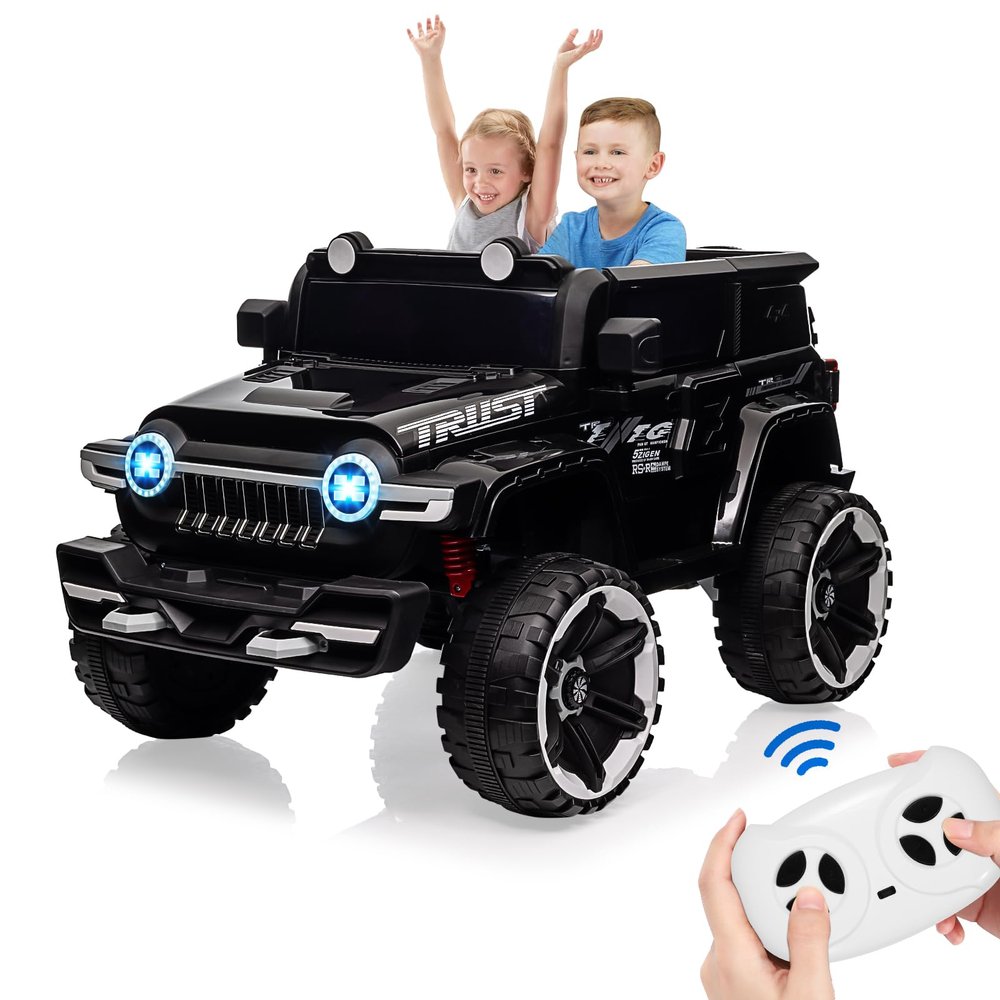 12V Kids Ride On Truck Car w/Remote Control, 25W Dual Motor, Spring Suspension and Music Player,3 Speeds - Red