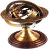 5" Nautical Brass Armillary Sphere World Globe Rosewood Base Table Decor Gift view 1