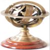 8" Brass Armillary Sphere Astrolabe On Wooden Base Maritime Nautical & Collectible view 2
