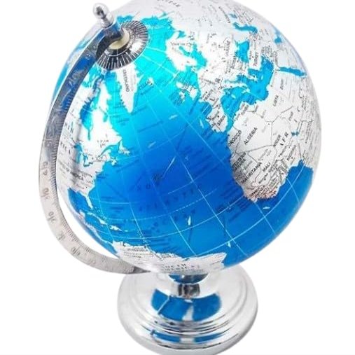 Chrome Finish Educational World Map Rotating Globe Ornate Table Or Desk Ornament Handmade Gift Graduation Gifts Earth Globe