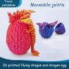Aesinos 3D Printed Dragon in Eggs Wing Dragon Egg,Crystal Dragon in Dragon Egg,3D Dragon, Dragon Eggs with Dragon Inside 3D Printed Animals Desk Decoration 3D Printed Dragon with Wings (Red) view 3