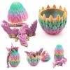 3D Dragon with Wings in Egg, Crystal Dragon Egg, 3D Printed Animal Desk Decoration (Rainbow) view 1