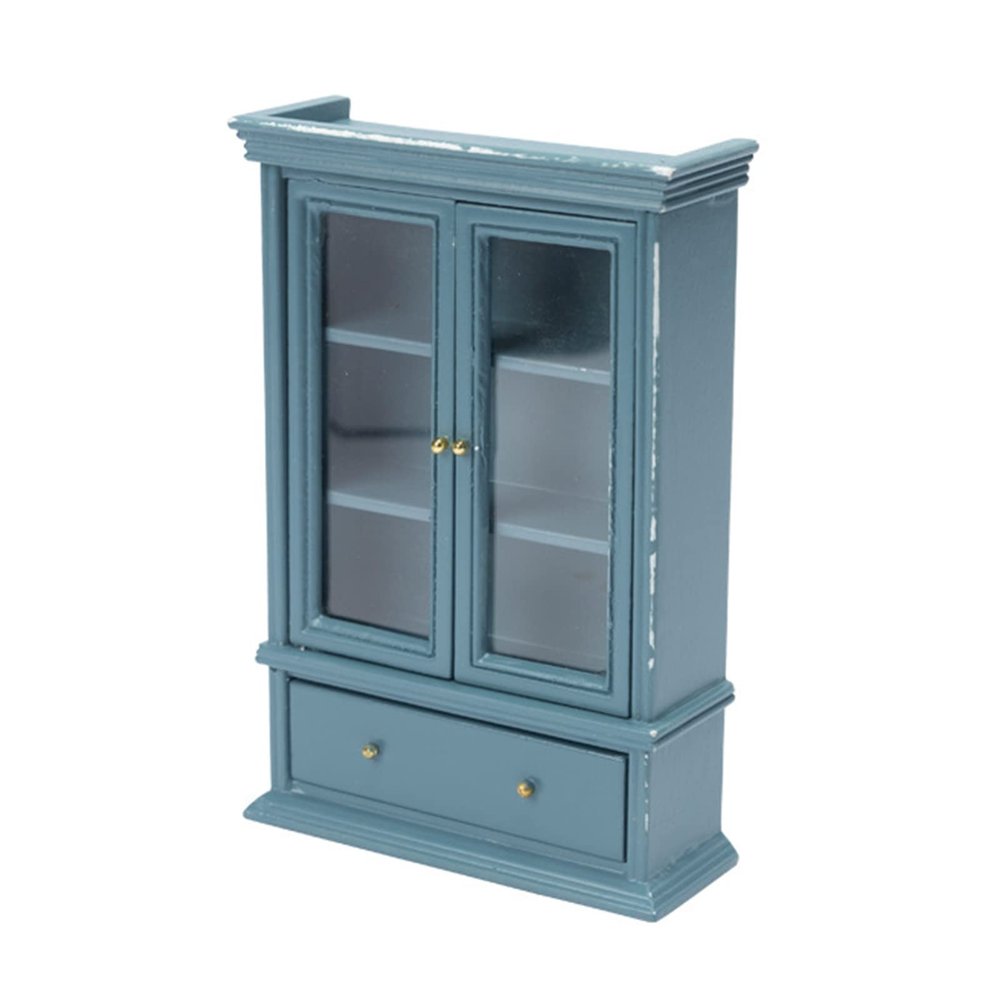 1PC Wooden Furniture Modern for House Living Room Wood Book Cabinet Bookshelf Wardrobe 1:12 Decoration